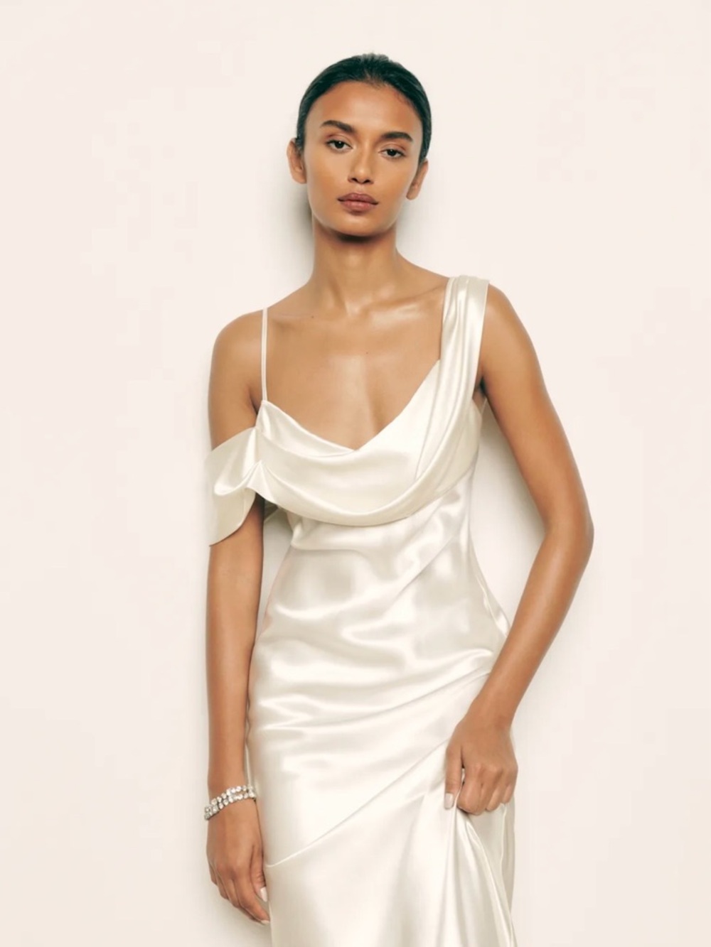 Reformation Ronda Silk Dress Ivory Size 2 NWT